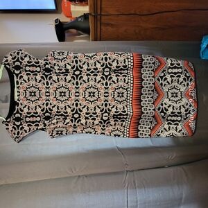 Elegant Black and Red Patterned Dress